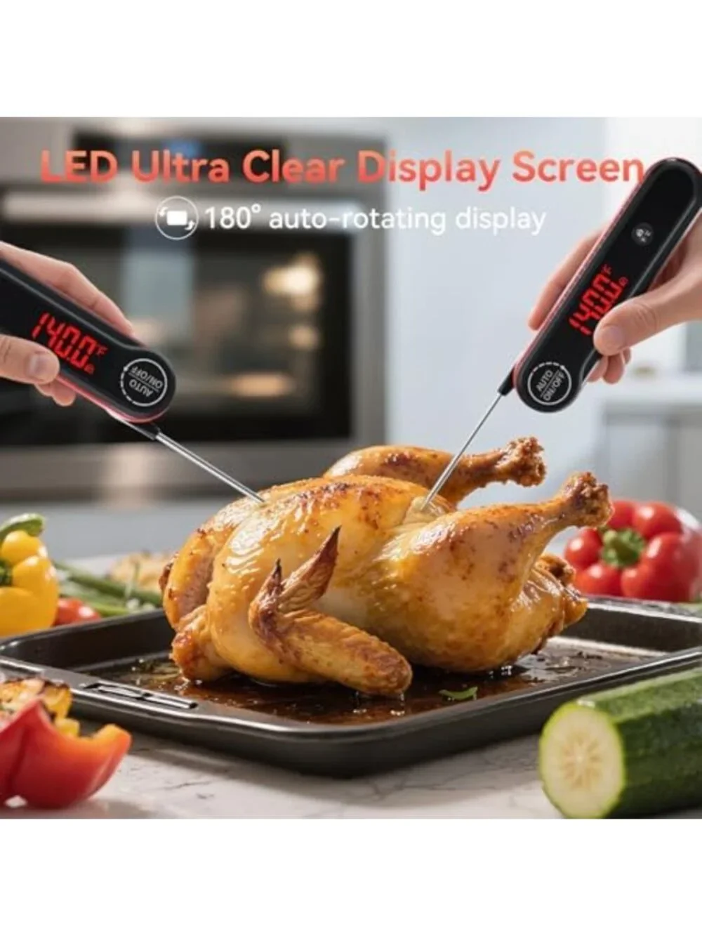 Instant Read Meat Thermometer, Waterproof, Quick 0.3s Read, Kitchen Tool